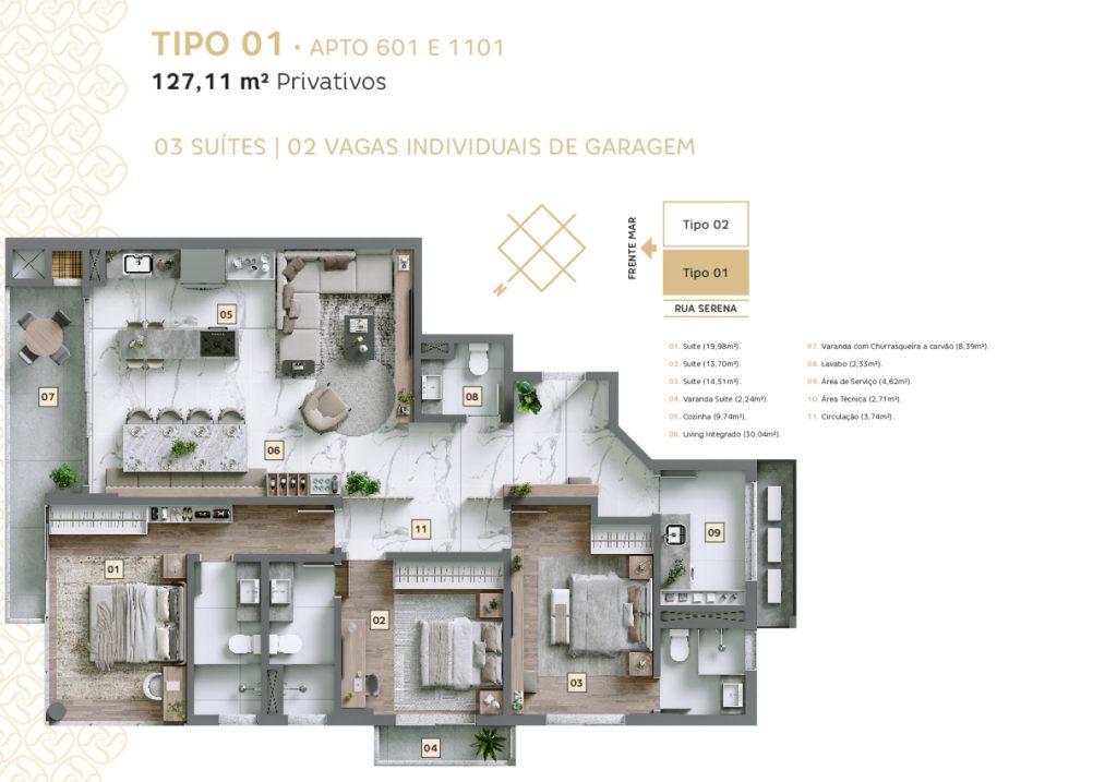 Apartamento Tipo 01 | 601 e 1101