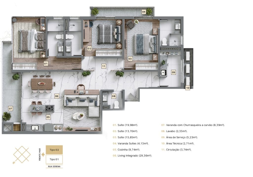 Apartamento Tipo 02 | 502, 1202